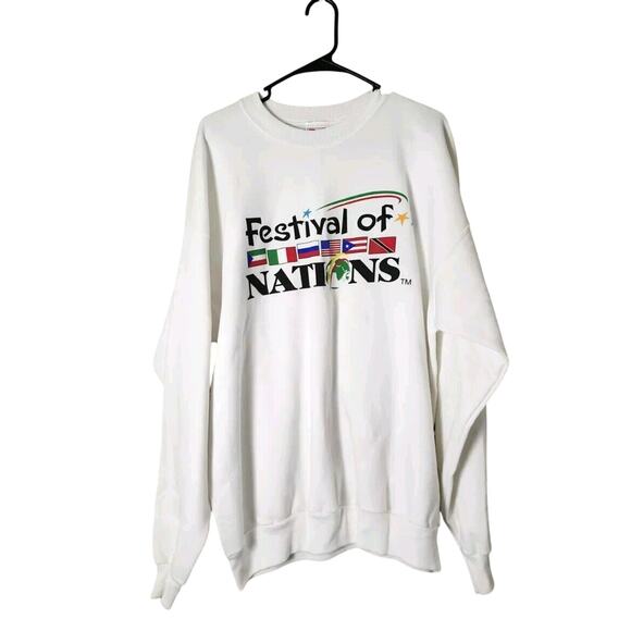 Hanes Other - Vintage HANES‎ Festival Of Nations Sweatshirt Mens XL Crewneck White